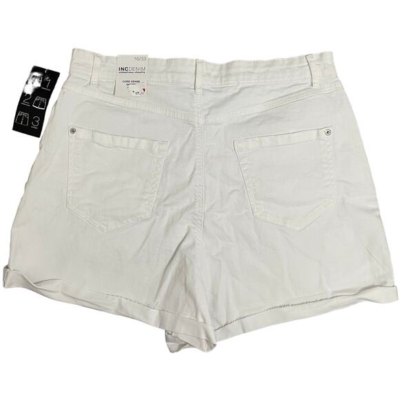 INC Women's Denim High Rise Convertible Ripped Jean Shorts White 16 33 - $60 - Picture 3 of 9